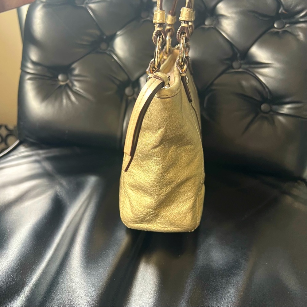 Vintage Coach Leah Metalic Gold Leather Mini Tote - Picture 5 of 11